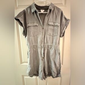 Nicole Miller Charcoal Button-Up Romper
